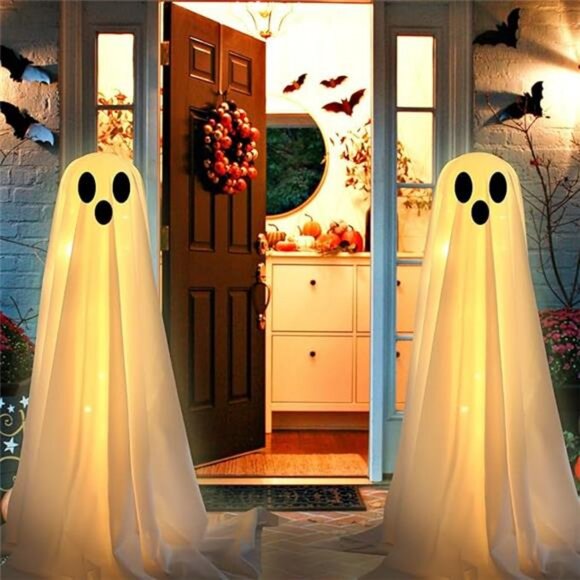 Halloween Decorations Outdoor Indoor-2 Packs Light Up Ghost-Lighted Spooky Ghost - Picture 7 of 7